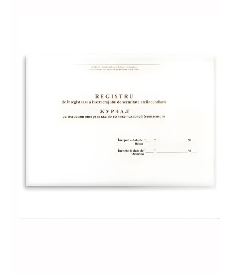 Registru de înregistare a instructajului de securitate antiincendiară